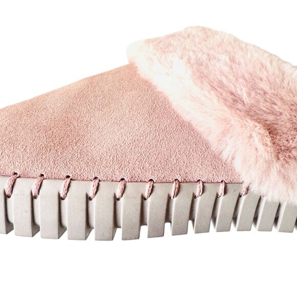 Skechers Slippers Women's Size 9 Blush Pink Suede Faux Fur Slip On Mule NEW - Picture 5 of 11